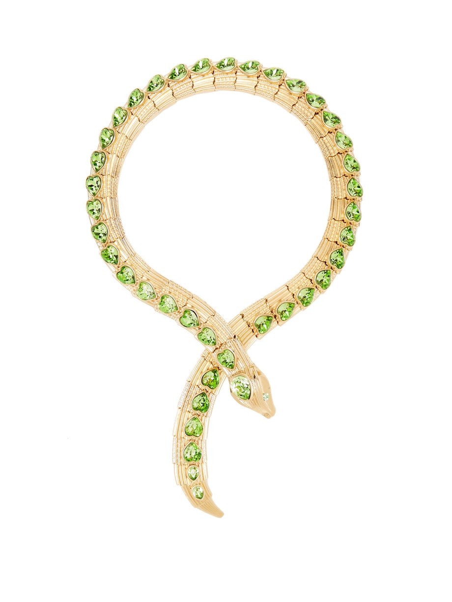 Crystal-embellished snake necklace 