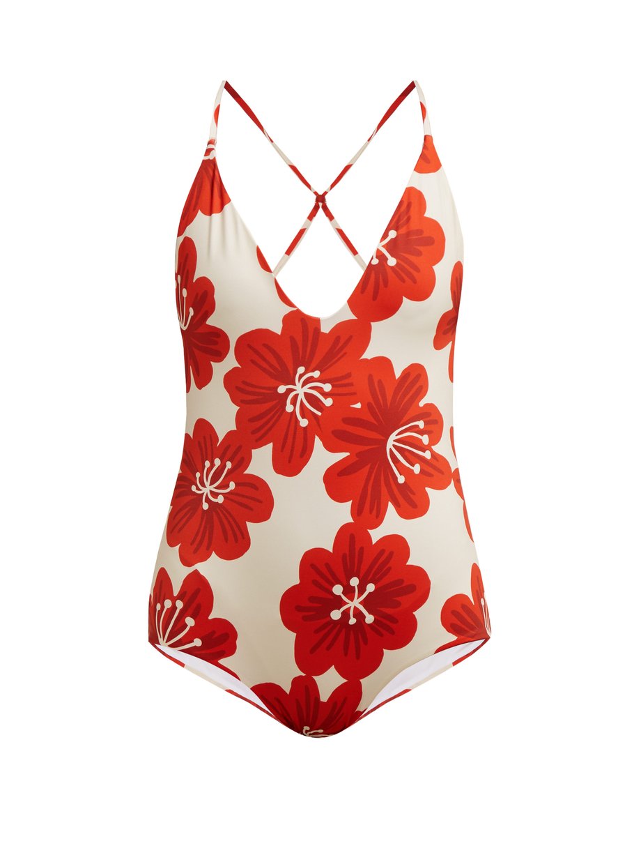Print Tata crossover-back floral-print swimsuit | Dodo Bar Or ...