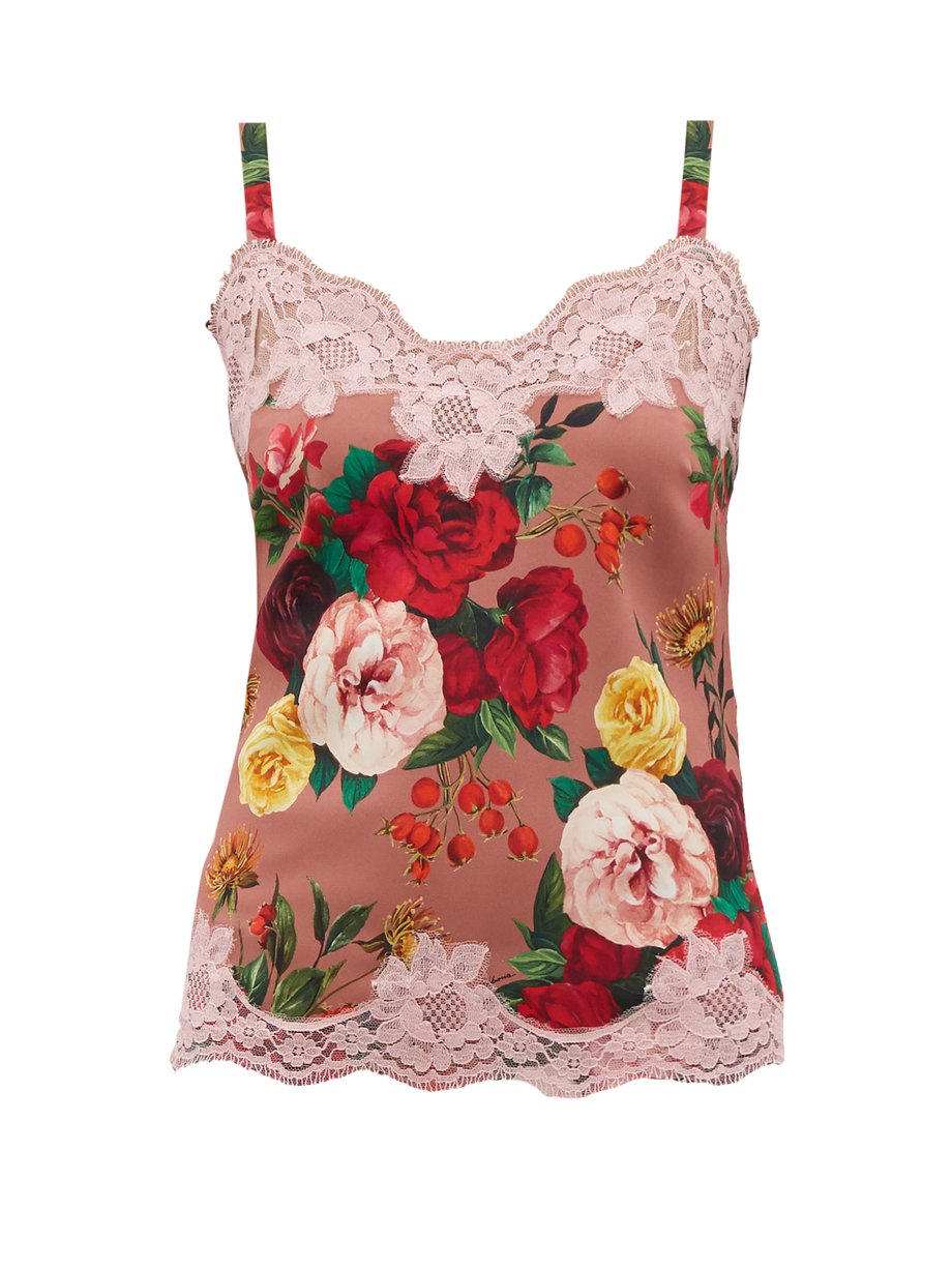 Pink Floral-print silk-crepe camisole | Dolce & Gabbana | MATCHESFASHION UK