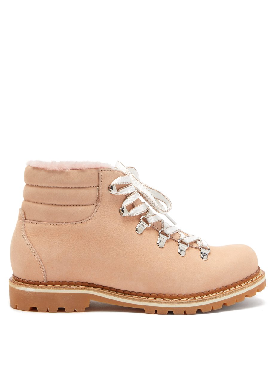 Pink Marlena shearling and nubuck hiking boots | Montelliana ...