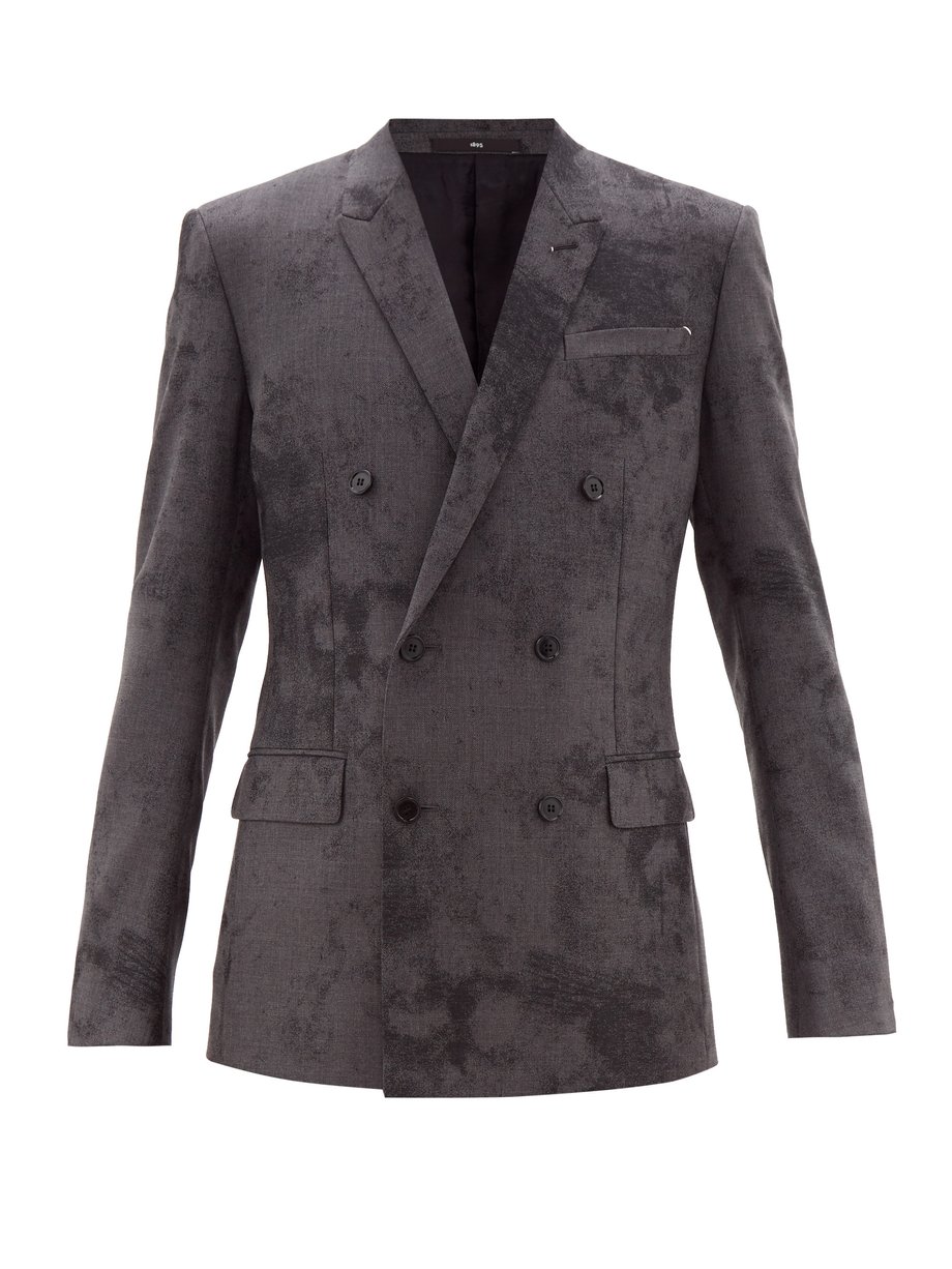Grey Marble-jacquard double-breasted wool suit jacket | Berluti ...