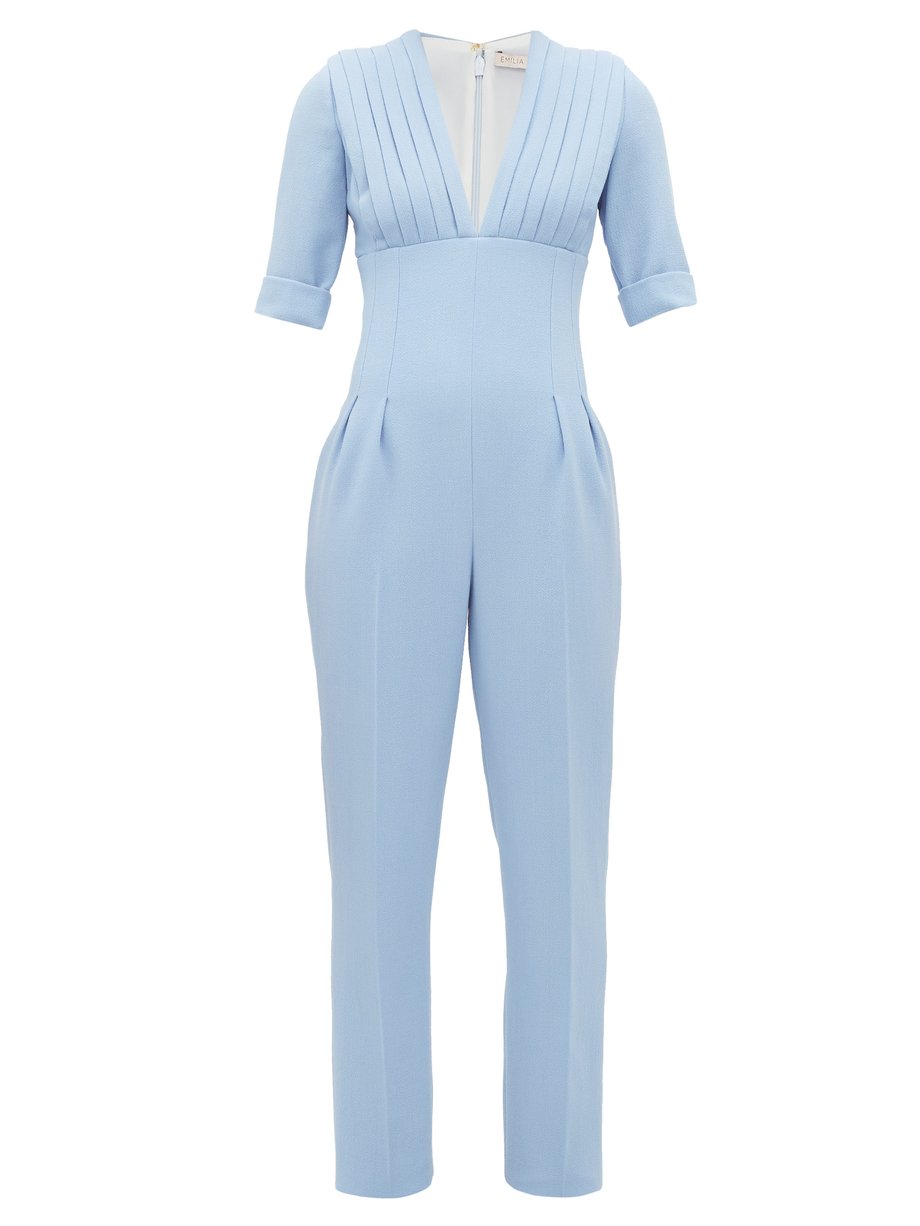 Blue Bella pleated bodice wool-crepe jumpsuit | Emilia Wickstead ...