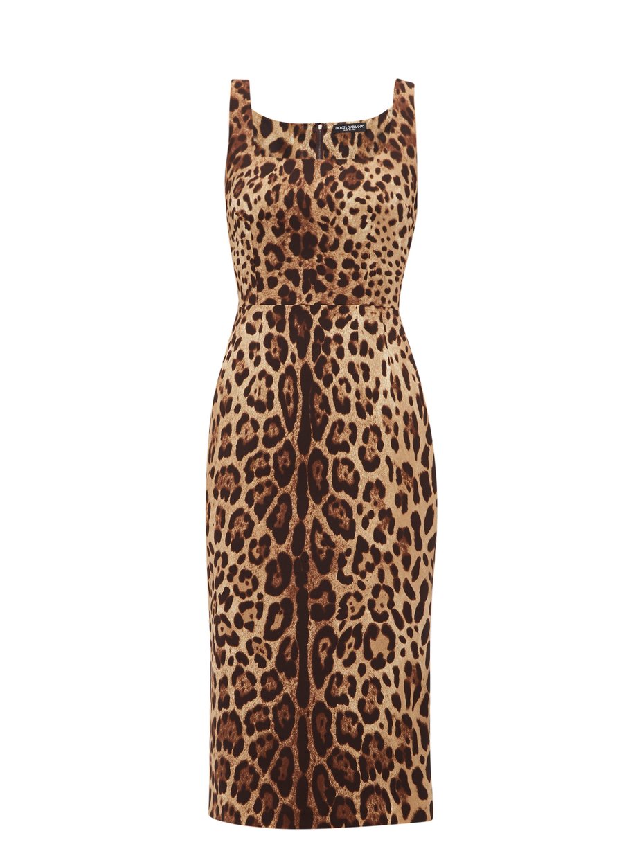 Print Leopard-print silk-blend crepe midi dress | Dolce & Gabbana ...