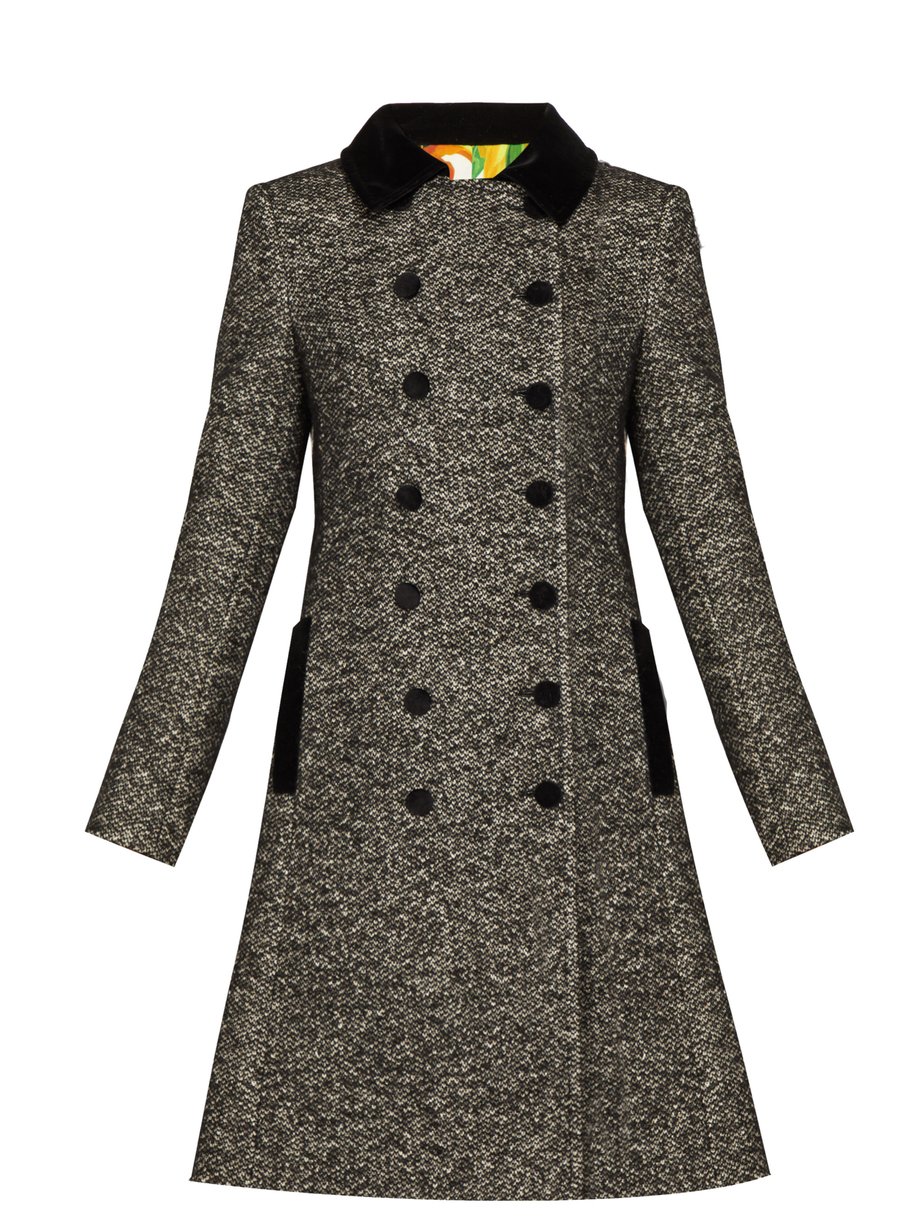 Grey Double-breasted bouclé-tweed coat | Dolce & Gabbana ...