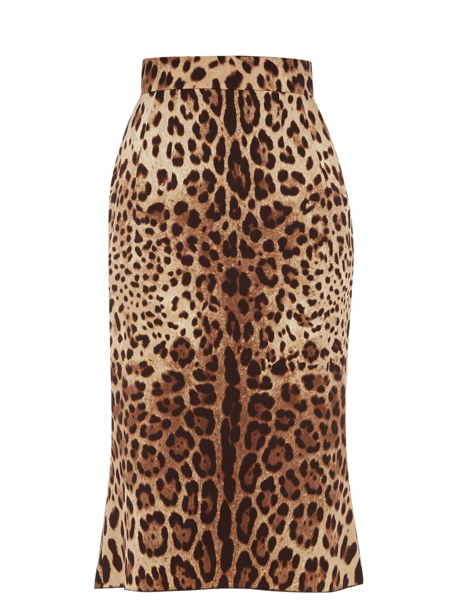 Dolce & Gabbana Print Leopard-print silk-blend charmeuse pencil skirt ...