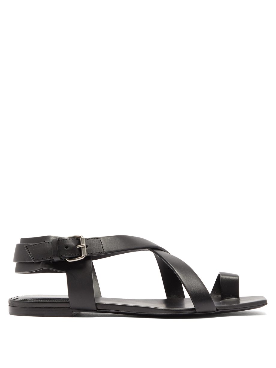 Black Hiandra toe-loop leather sandals | Saint Laurent | MATCHESFASHION US