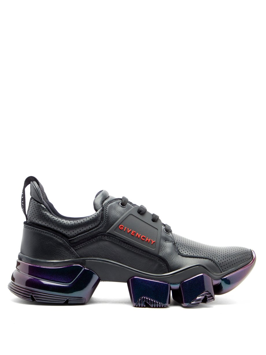 Black Jaw raised-sole iridescent-leather trainers | Givenchy ...