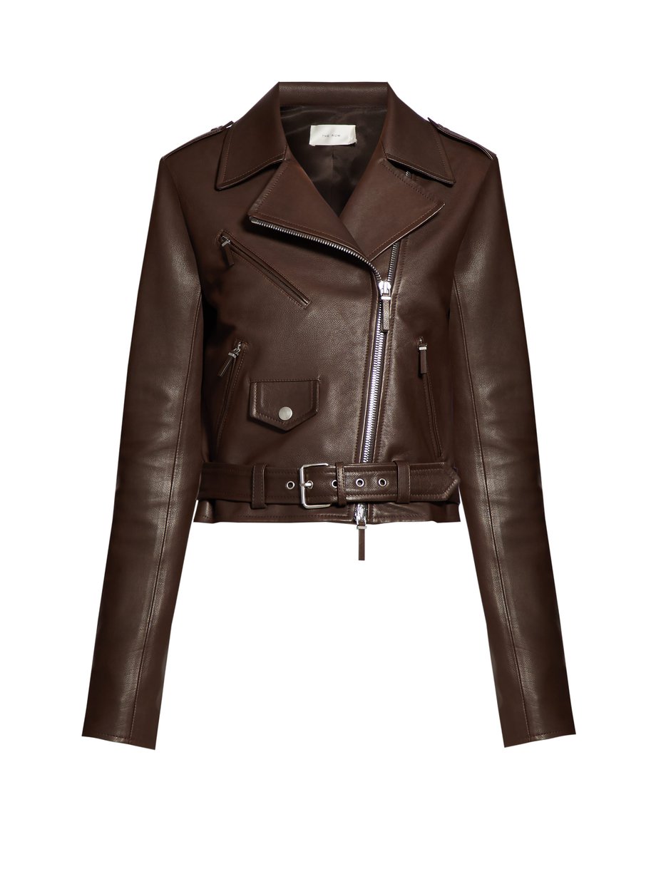Brown Perlin leather biker jacket | The Row | MATCHESFASHION AU