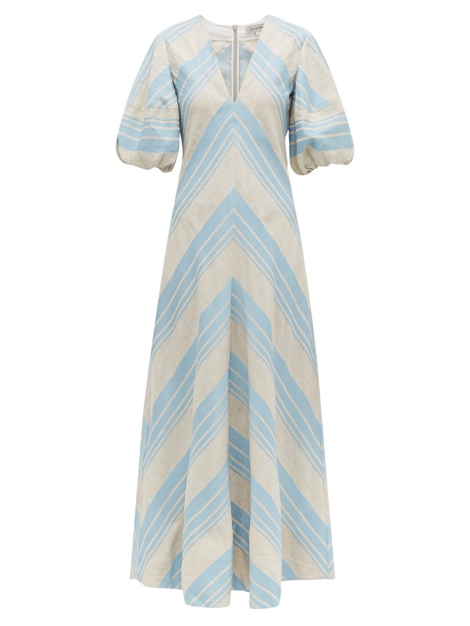 Print Tilda chevron linen-blend maxi dress | Lee Mathews ...