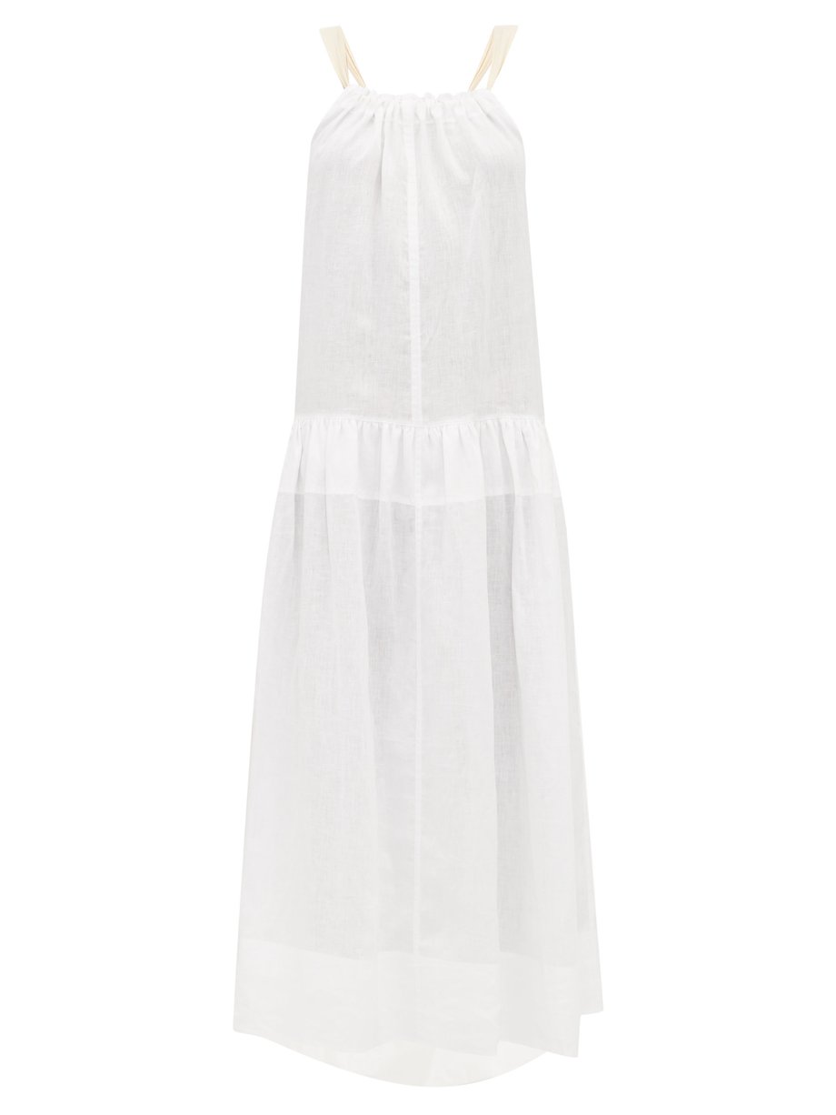 White Hana open-back linen maxi dress | Lee Mathews | MATCHESFASHION US