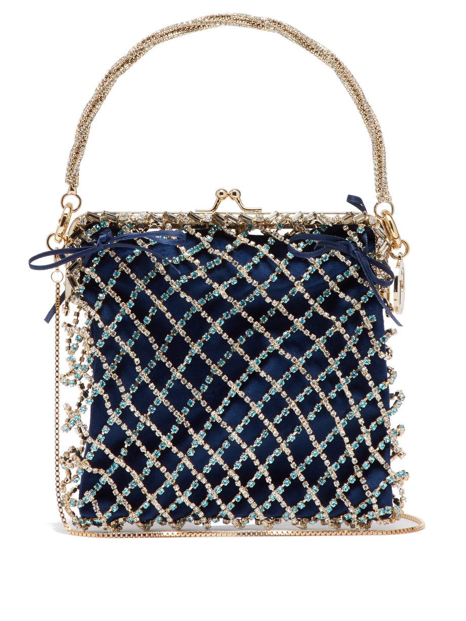 Blue Flaubert crystal-embellished clutch | Rosantica | MATCHESFASHION US