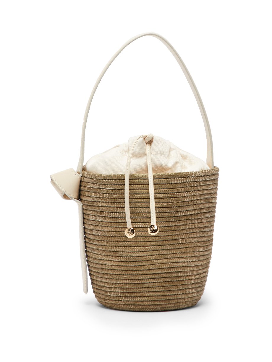 Grey Leather handle sisal basket bag | Cesta Collective | MATCHESFASHION AU