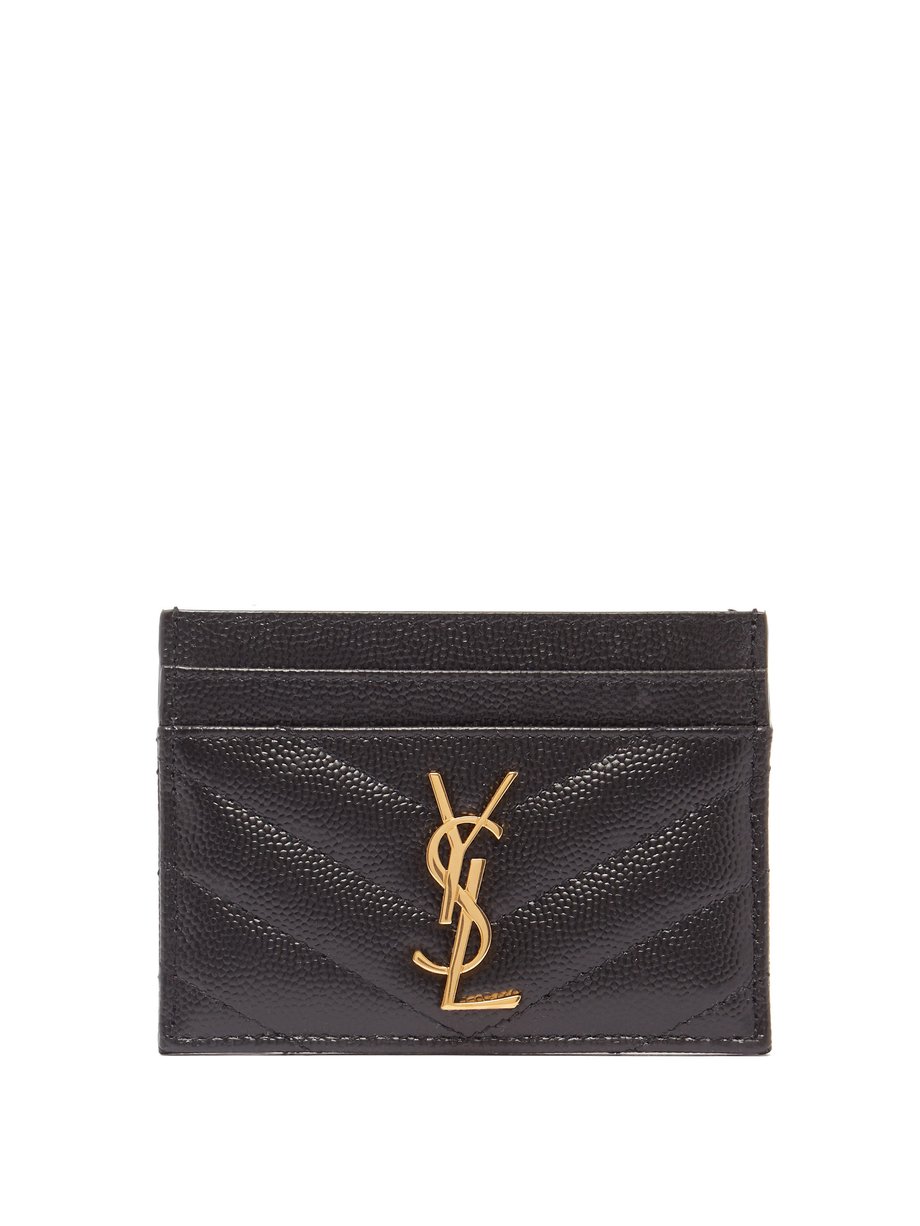 Black Monogram chevron-quilted leather cardholder | Saint Laurent ...