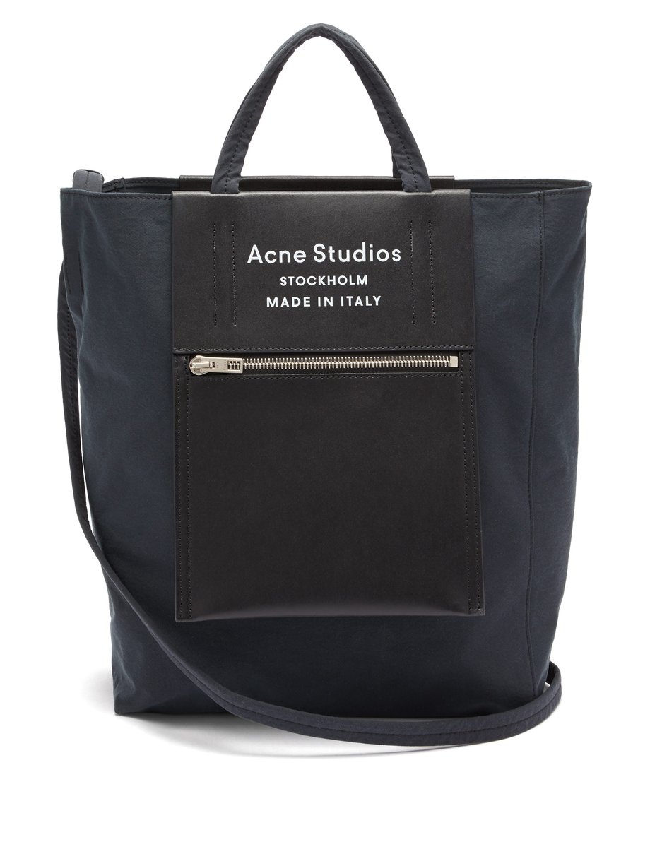 Baker Out leather-pouch canvas tote bag Black Acne Studios
