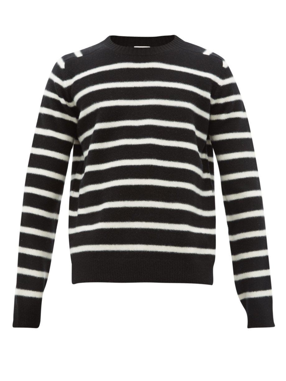 Black Striped brushed virgin wool sweater | Saint Laurent