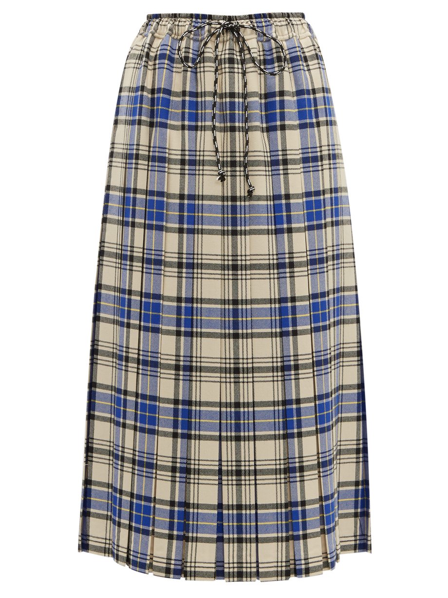 Pleated wool skirt  Tartan Plaid Midi Skirt