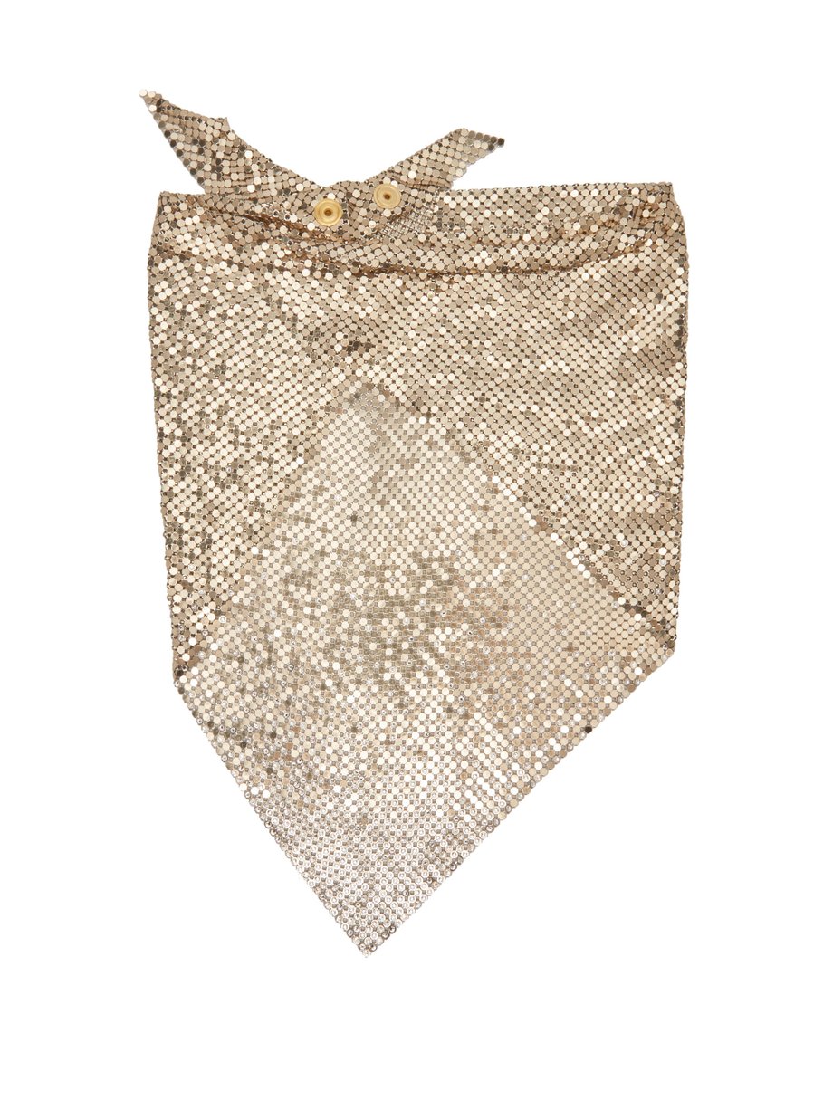 Metallic Crystal-embellished chainmail mesh triangle scarf | Paco ...