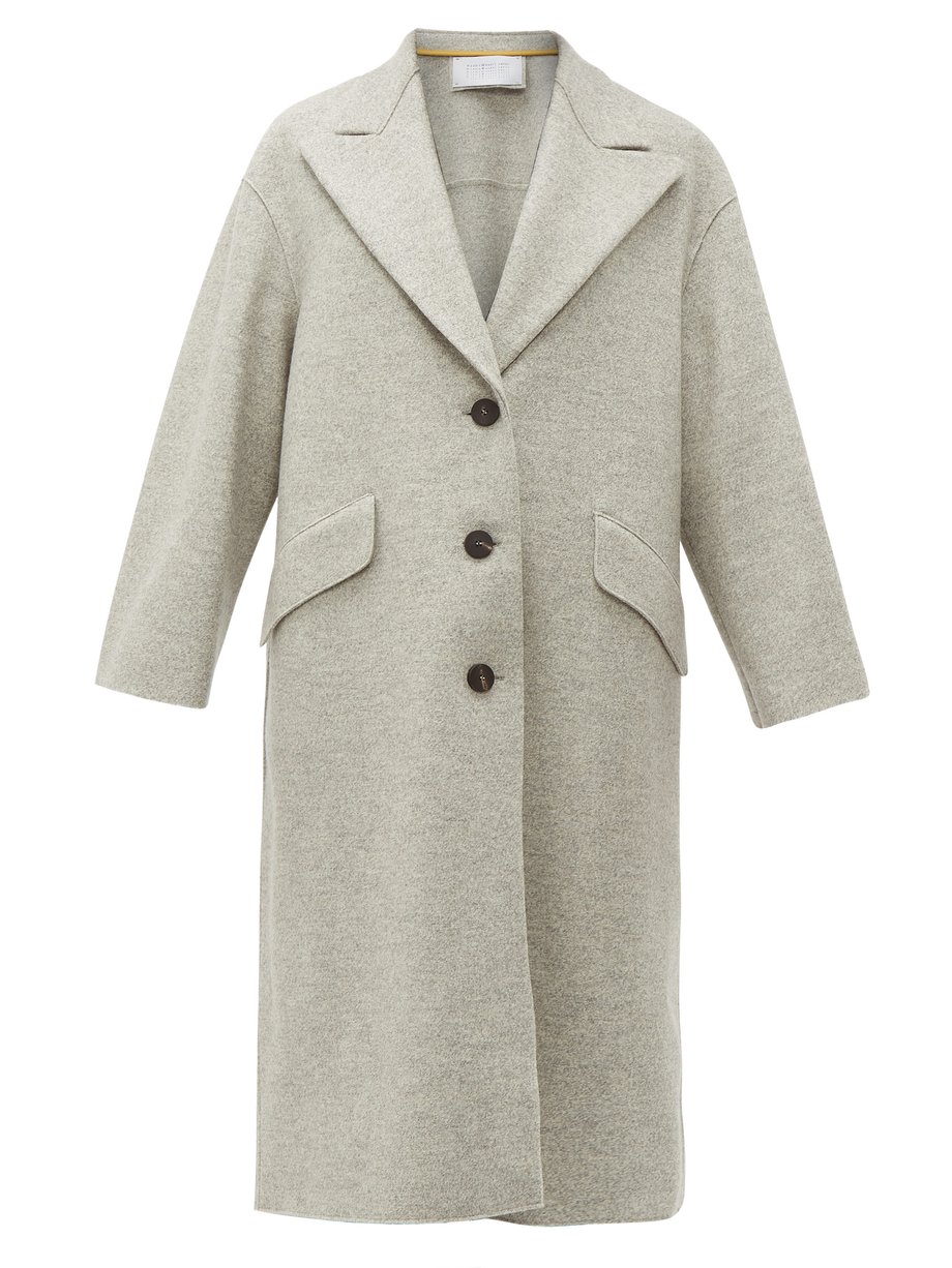 Grey Single-breasted pressed-wool coat | Harris Wharf London ...