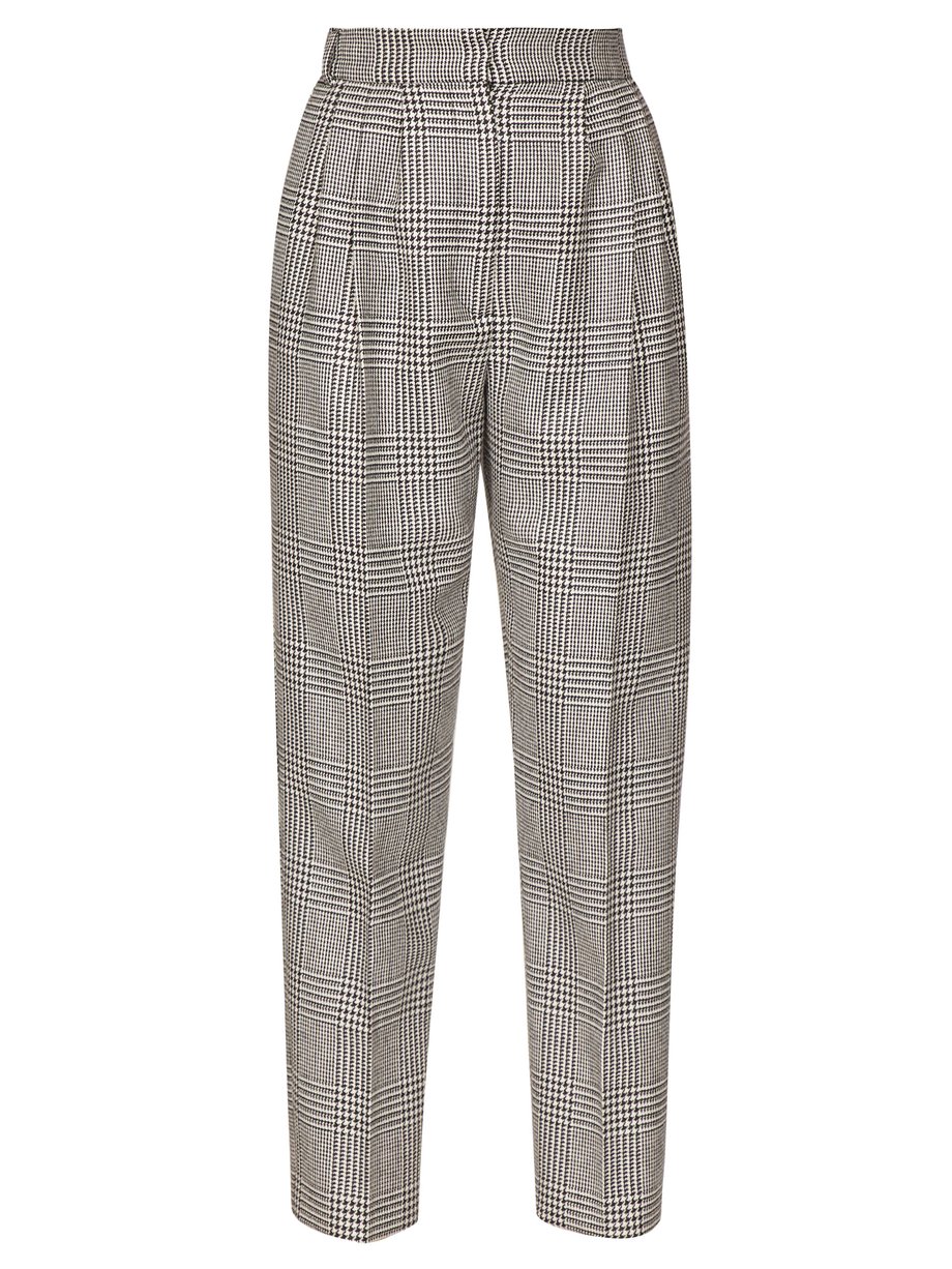 Print High-rise Prince of Wales-checked wool trousers | Alexander ...