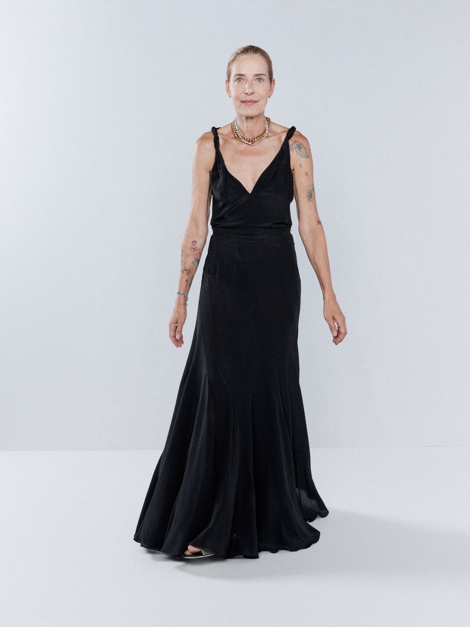 Black Multi-seam twist-strap silk dress | Raey | MATCHESFASHION UK