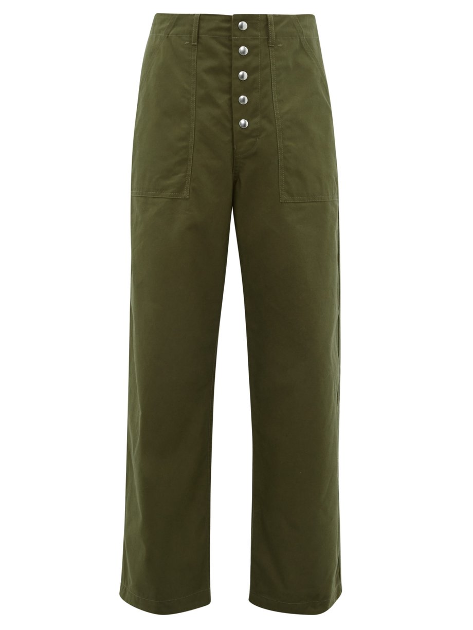 Green Panelled cotton-twill trousers | Marni | MATCHESFASHION UK