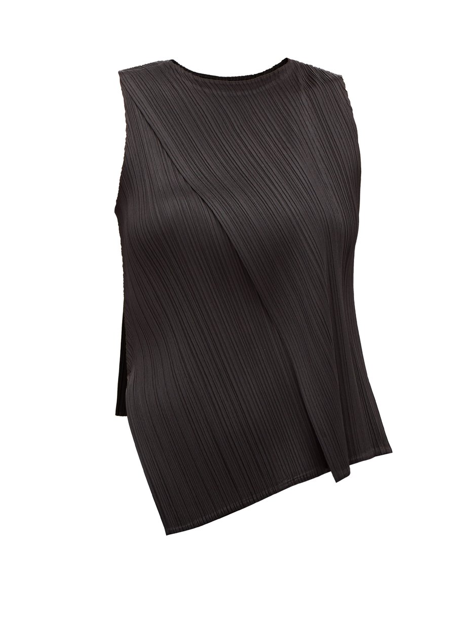 Black Draped plissé top | Pleats Please Issey Miyake | MATCHESFASHION UK