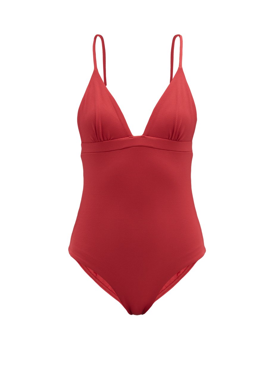 Red Maggie V-neck swimsuit | Casa Raki | MATCHESFASHION US