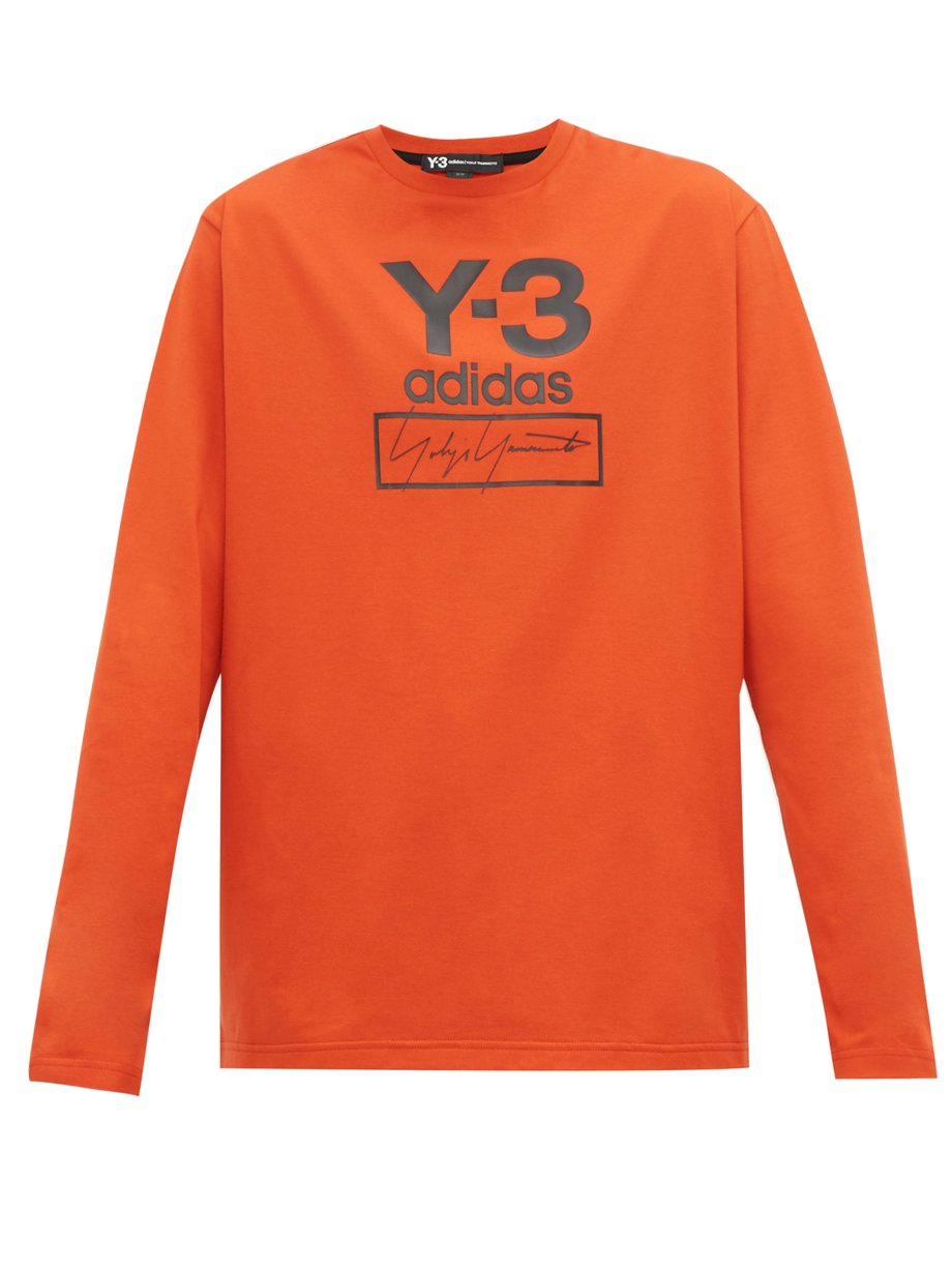Y 3 ワイスリー ロゴプリント ロングスリーブ コットンtシャツ オレンジ Matchesfashion マッチズファッション