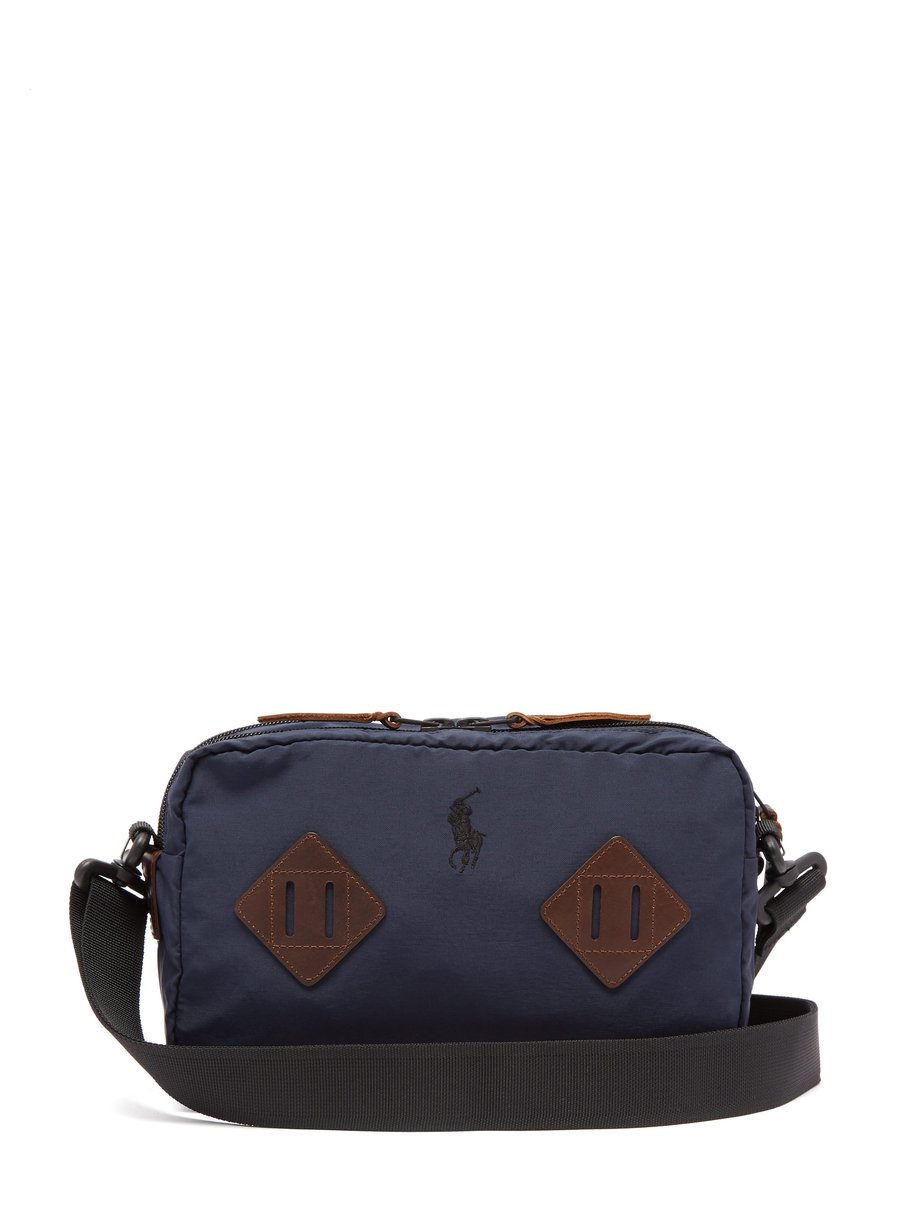 Navy Mountain leathertrimmed crossbody bag Polo Ralph Lauren