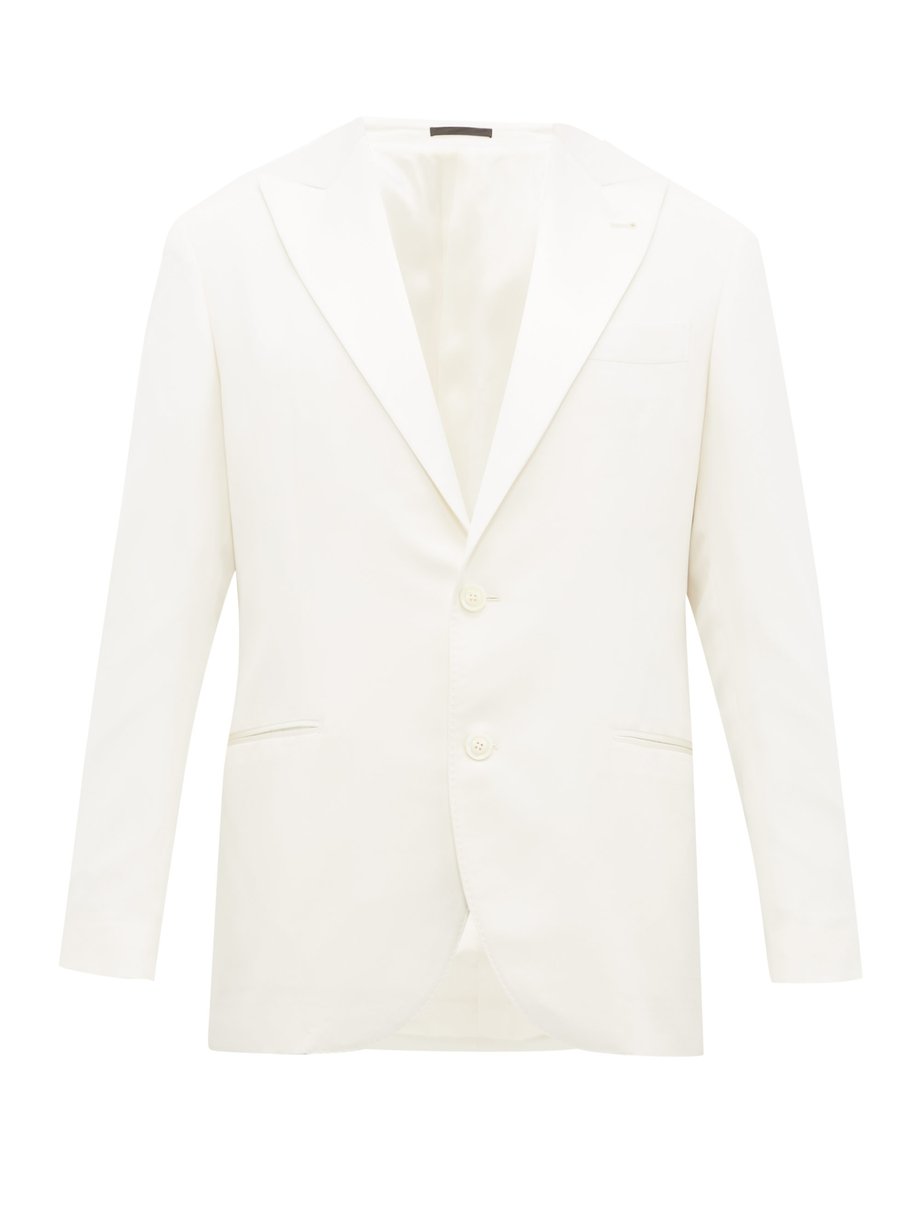 White Single-breasted silk-twill smoking jacket | Brunello Cucinelli ...