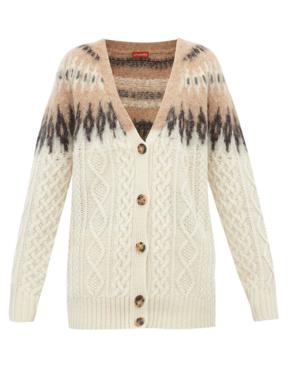 Neutral Sita Fair-Isle wool-blend cable-knit cardigan | Altuzarra ...