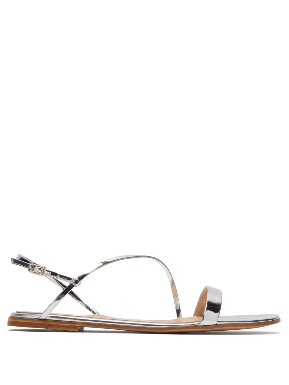 Metallic Simple Strap mirrored-leather slingback sandals | Gianvito ...