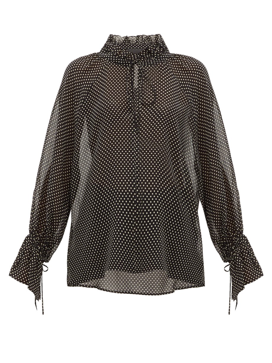 Print Ruffled polka dot-print silk-chiffon blouse | Nili Lotan ...