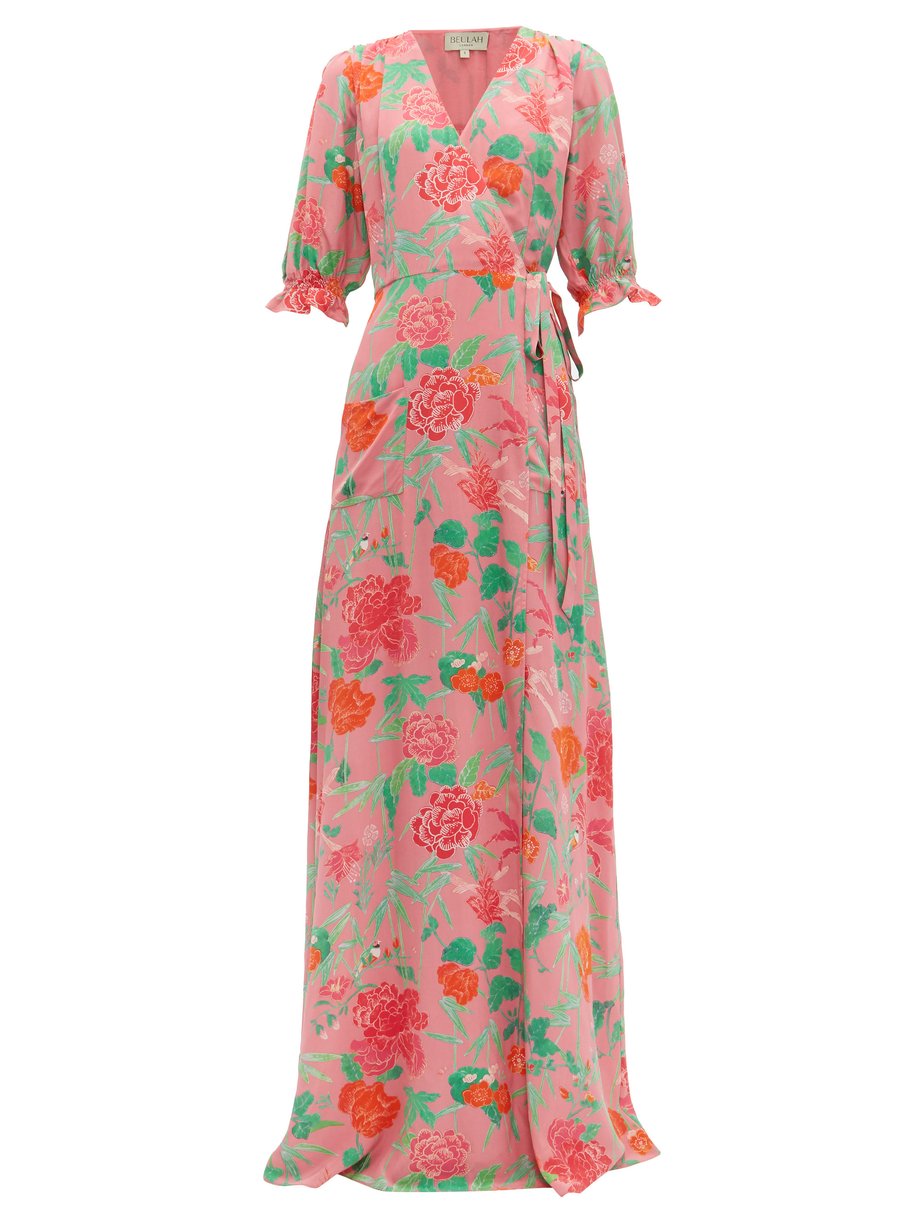 Beulah Beulah Alisha floral-print silk wrap dress Pink｜MATCHESFASHION ...