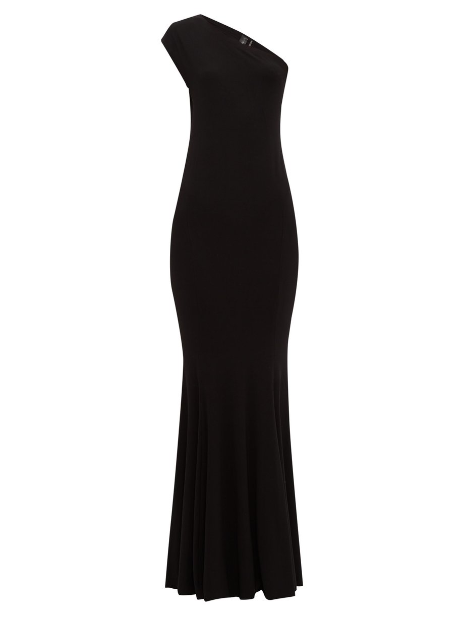Black One-shoulder stretch-jersey maxi dress | Norma Kamali ...