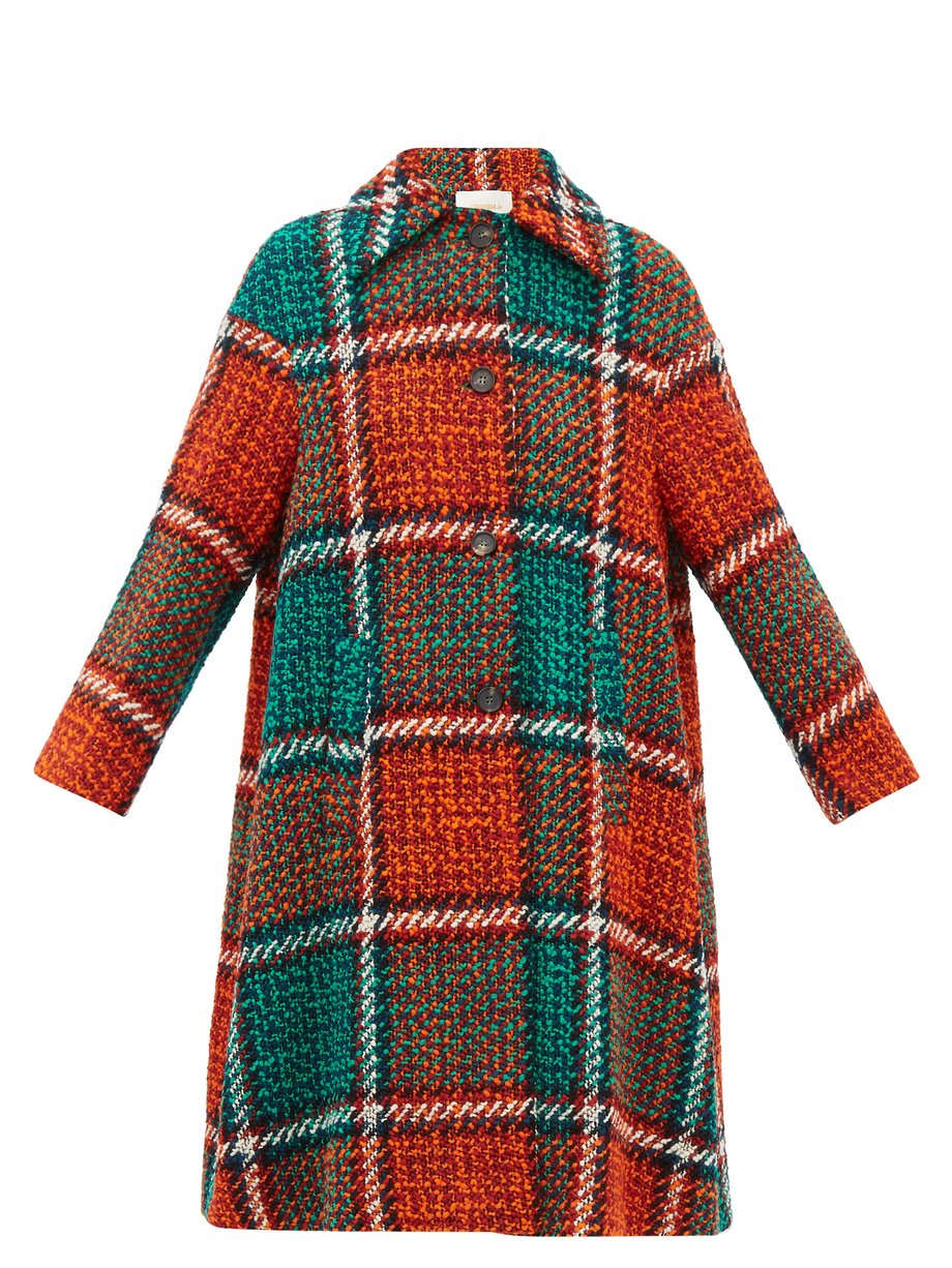Print Single-breasted checked wool-blend tweed coat | La DoubleJ ...