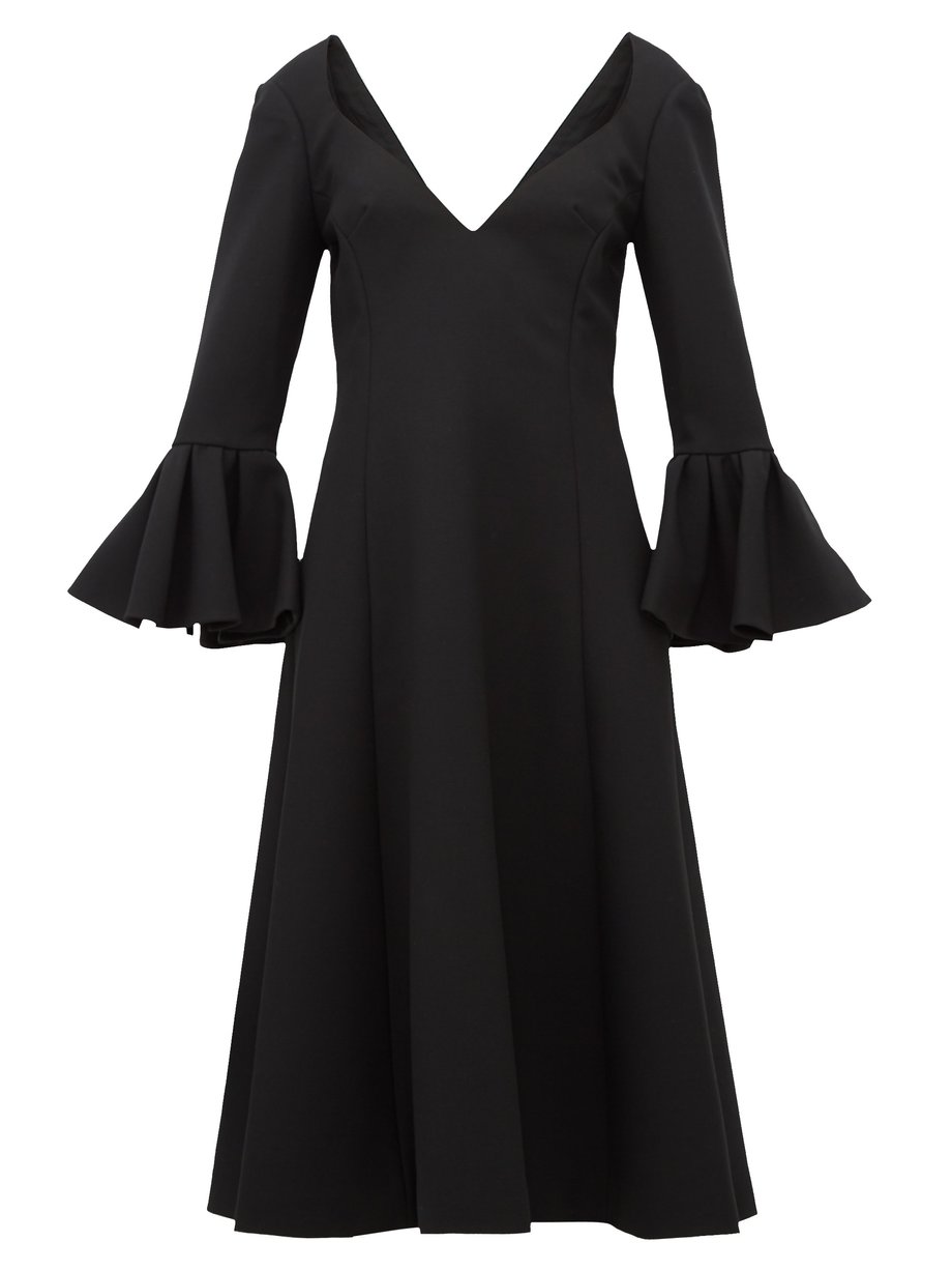 Marc Jacobs Runway Black Bell-cuff wool-crepe midi dress | 매치스패션, 모던 ...