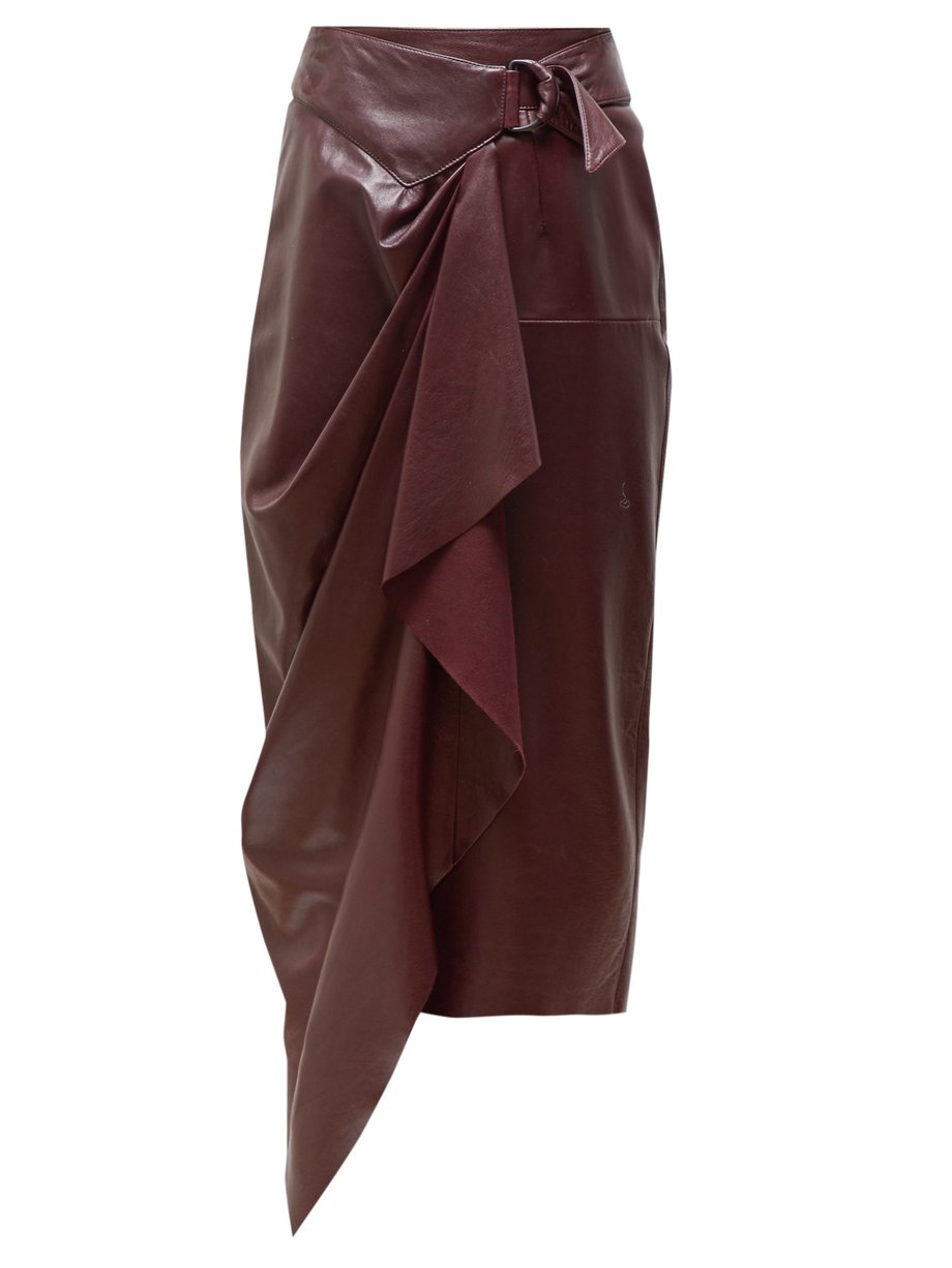 Scorch Vær stille strategi Fiova belted draped leather skirt Burgundy Isabel Marant | MATCHESFASHION FR