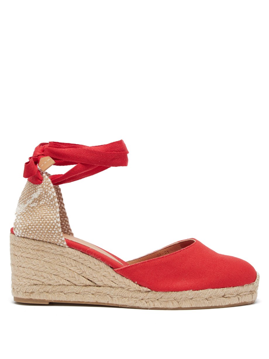 Red Carina canvas and jute espadrille wedges | Castañer | MATCHESFASHION