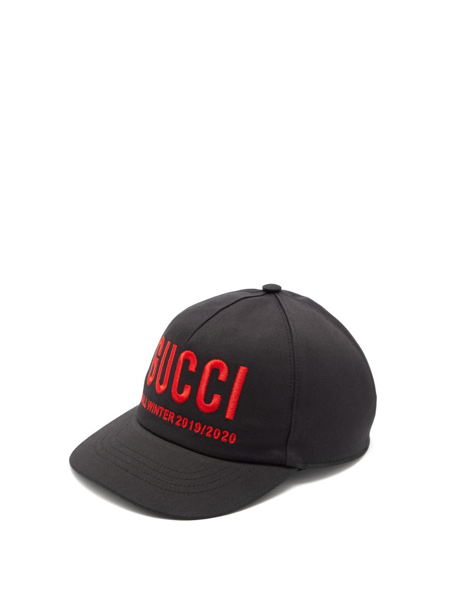 Black Embroidered cotton-drill baseball cap | Gucci | MATCHESFASHION AU