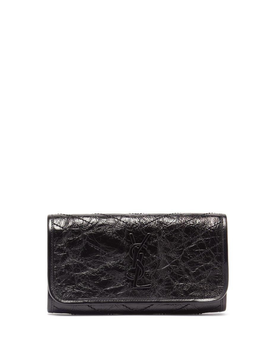 Black Niki YSL monogram crinkle-leather wallet | Saint Laurent ...