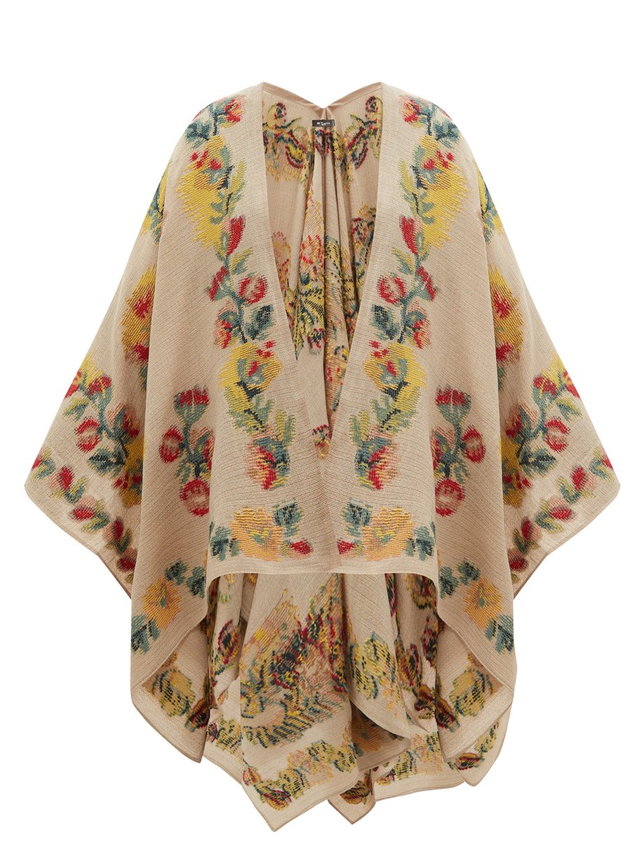 Print Floral-embroidery woven cape | Etro | MATCHESFASHION US