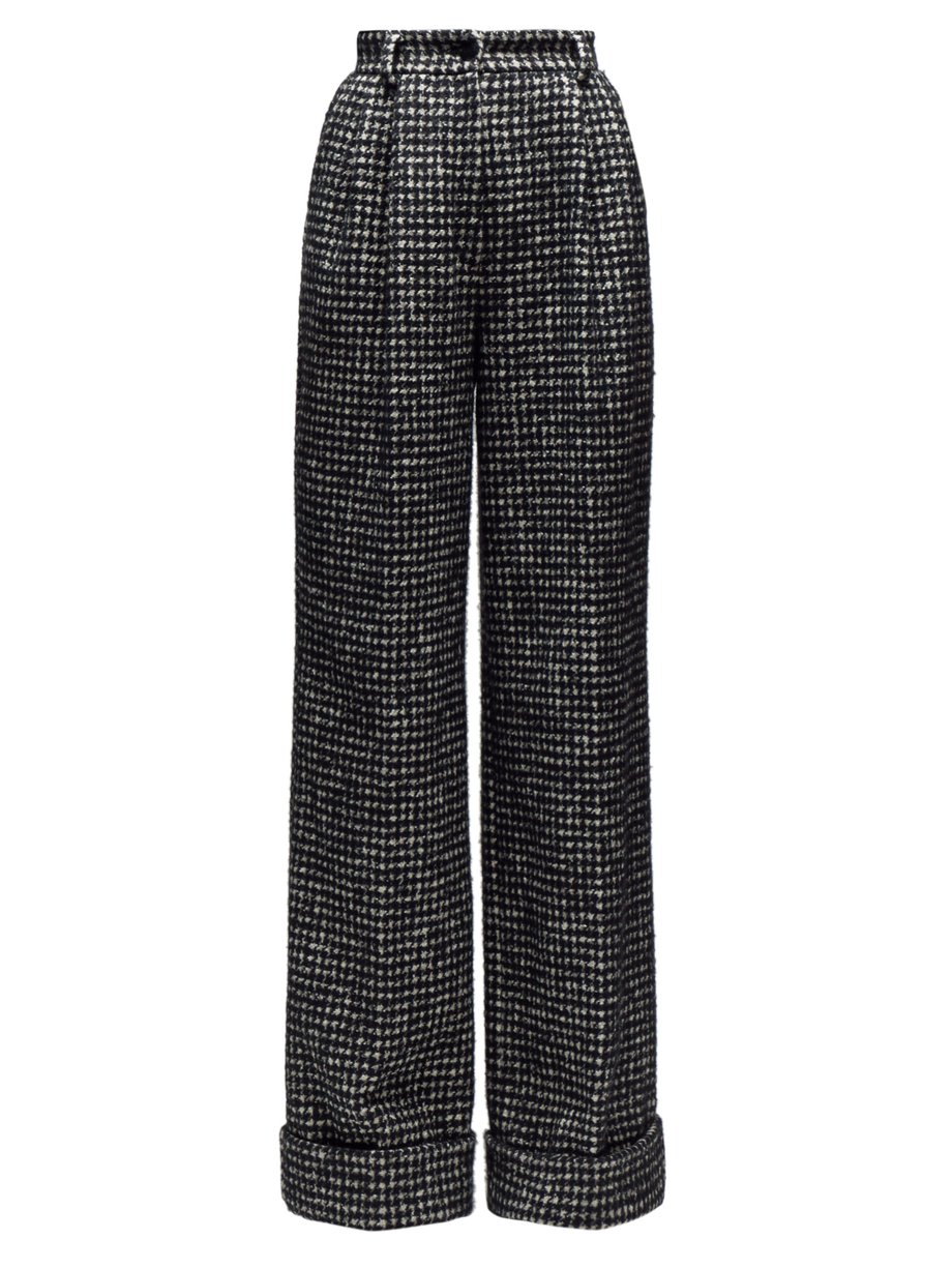 Black Houndstooth wide-leg trousers | Dolce & Gabbana | MATCHESFASHION US