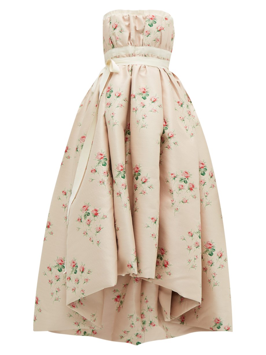 Pink Grosgrain-trim floral-cloqué gown | Brock Collection ...