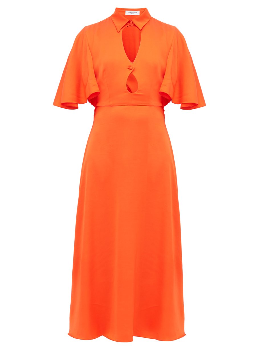Orange Cut-out cape-back satin dress | Françoise | MATCHESFASHION US