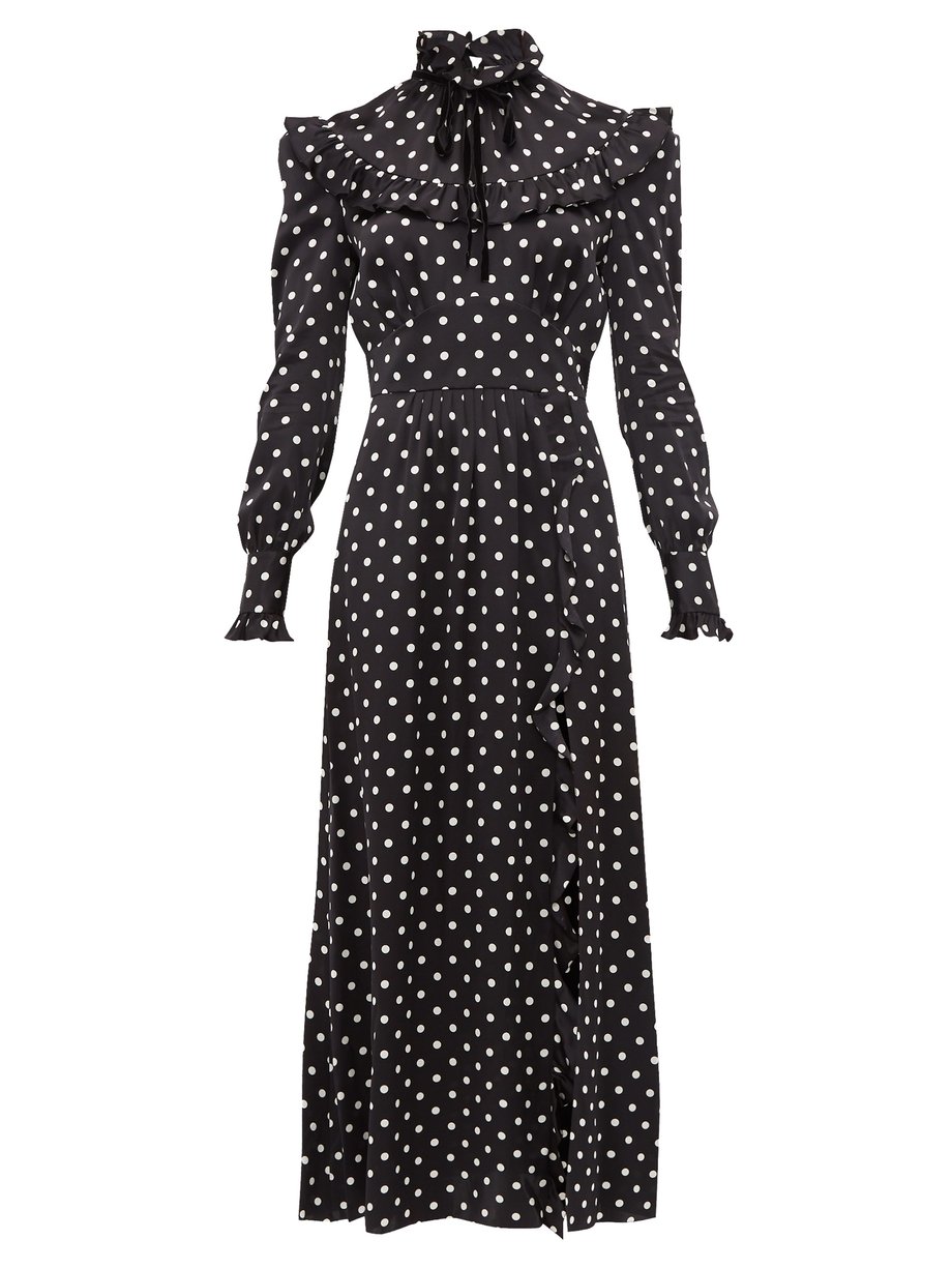 Print Ruffled polka-dot silk-charmeuse dress | Alessandra Rich ...
