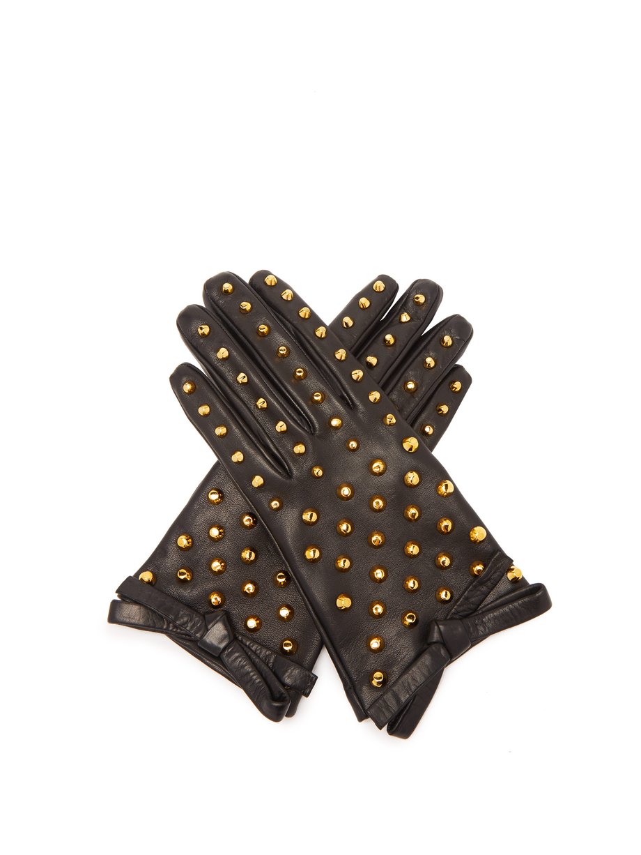 Black Studded leather gloves | Prada | MATCHESFASHION AU