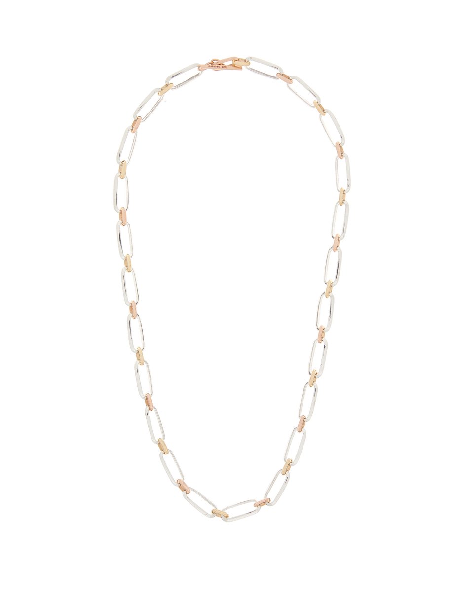 Metallic 18kt gold & sterling silver choker necklace | Lizzie Mandler ...