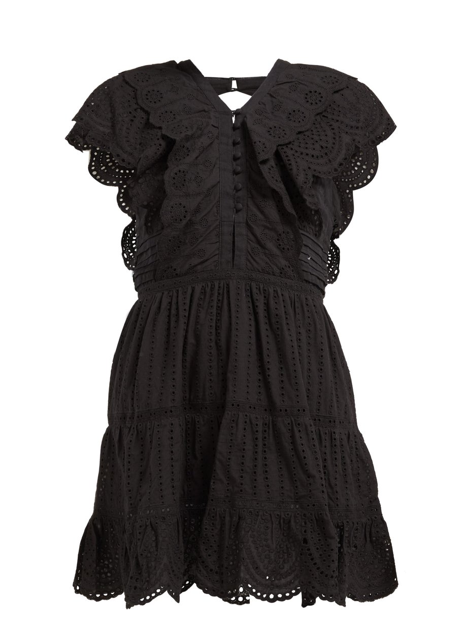 Black Leila ruffled cotton mini dress | Sir | MATCHESFASHION UK