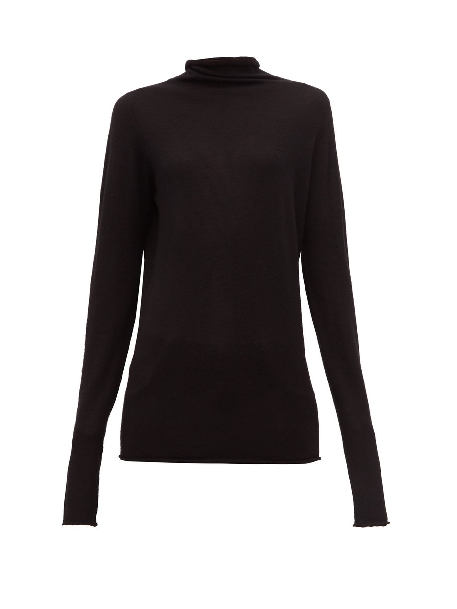 Black Sheer raw-edge funnel-neck cashmere sweater | Raey ...